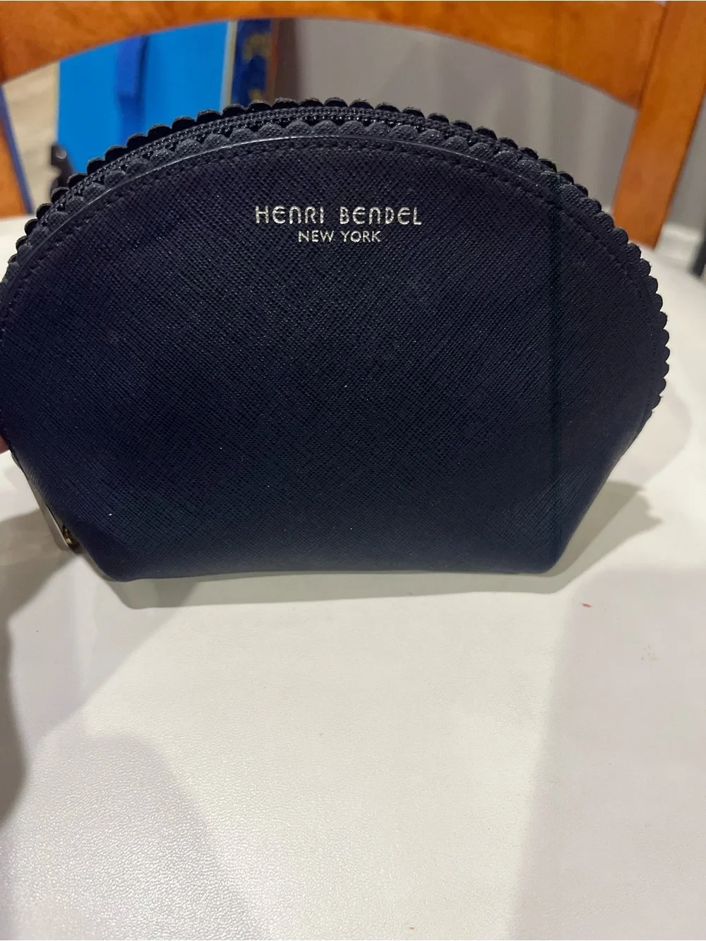 Henri Bendel Navy Scalloped Cosmetic Bag